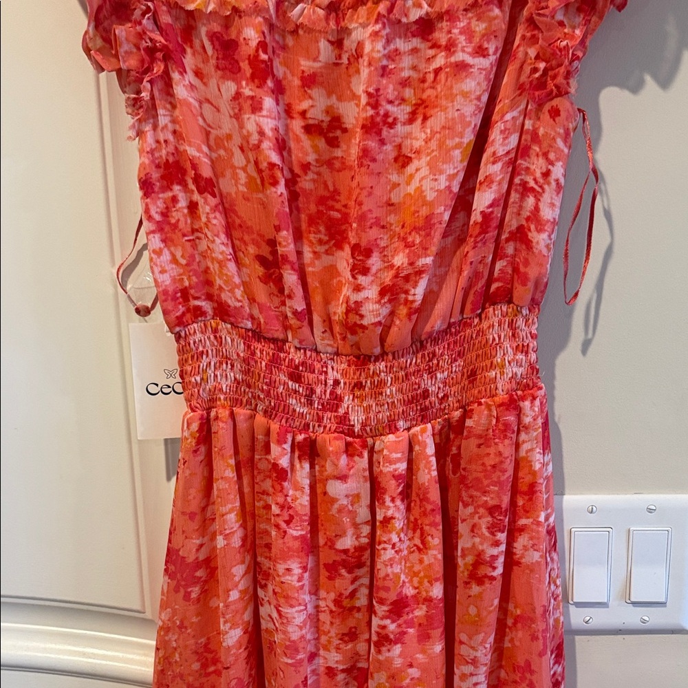 CeCe Floral Midi Dress - Red and Pink - Picture 4 of 4